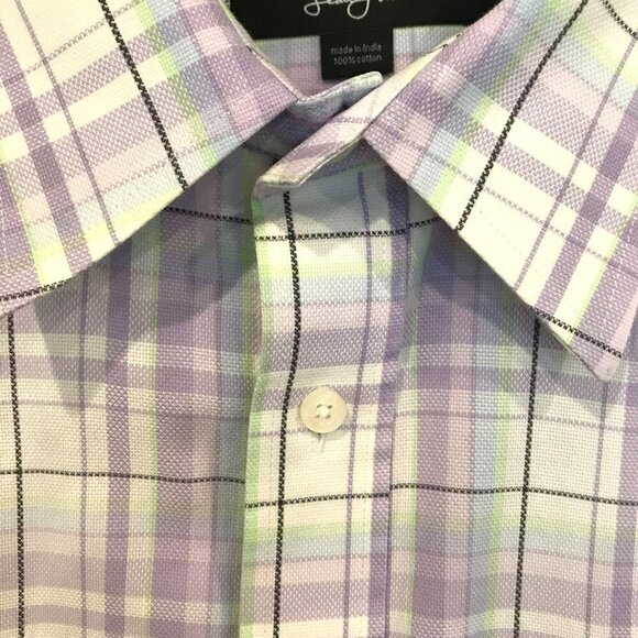 Sean John Men's Short Sleeve Button Front Collared Dress Shirt Sz XXL Gray Plaid - Picture 7 of 14